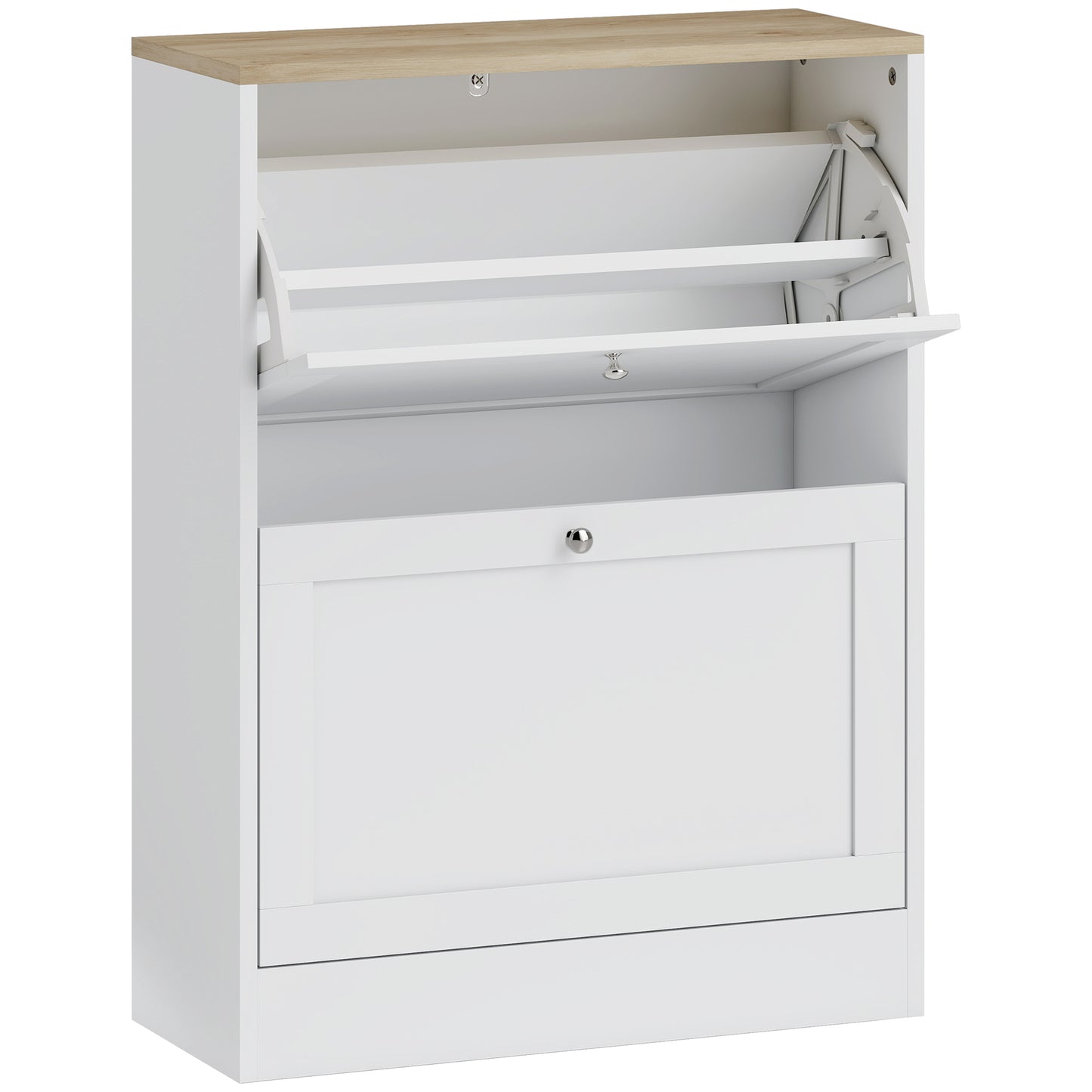 Photo of HOMCOM Two Flip Drawer Shoe Cabinet - White in White colour on a white background