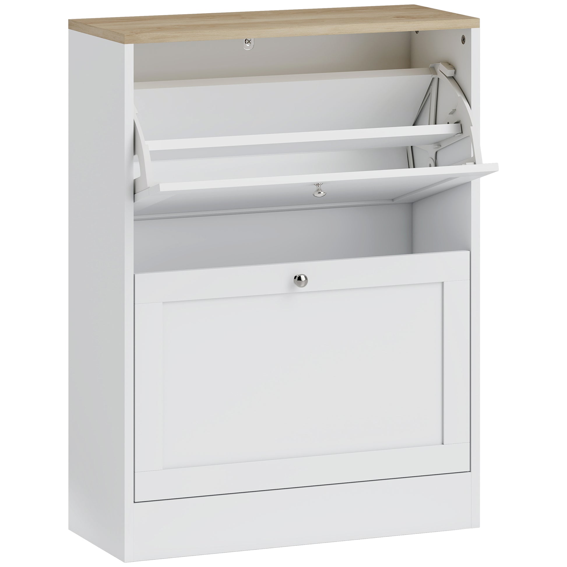 Photo of HOMCOM Two Flip Drawer Shoe Cabinet - White in White colour on a white background