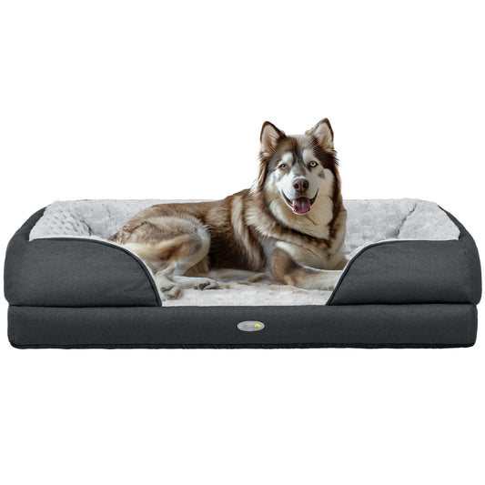 Photo of PawHut Calming Dog Bed Pet Mattress w/ Removable Cover, Anti-Slip Bottom, for Large Dogs, 120L x 80W x 22Hcm - Charcoal Grey in Grey colour on a white background