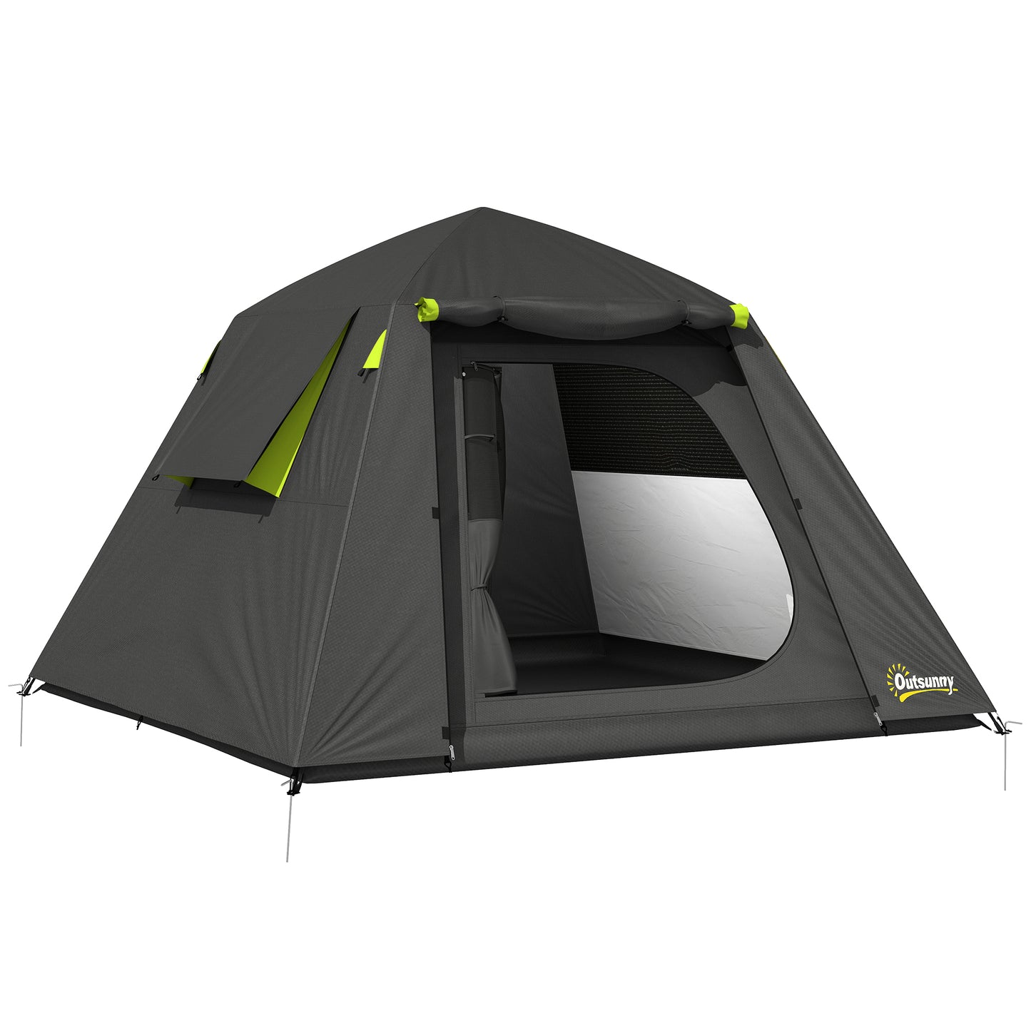 Photo of Outsunny Camping Tent 3000mm Waterproof Tent with 2 Doors for 2 Person, Grey & Green in Green colour on a white background