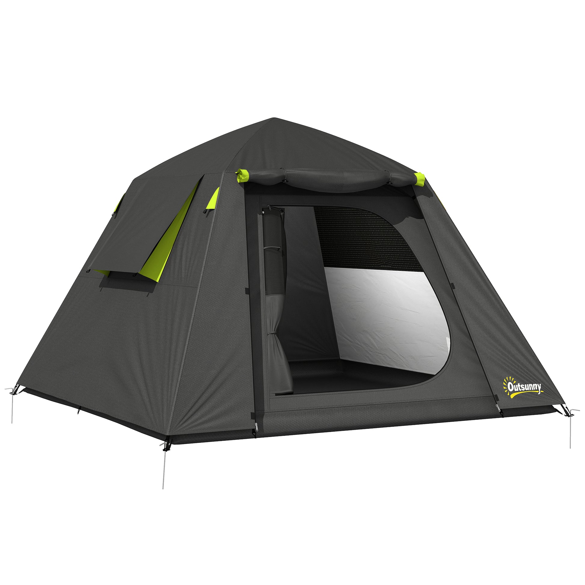 Photo of Outsunny Camping Tent 3000mm Waterproof Tent with 2 Doors for 2 Person, Grey & Green in Green colour on a white background