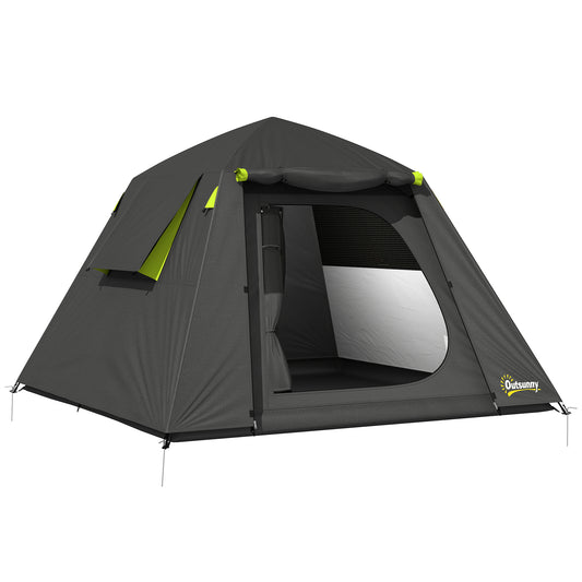 Photo of Outsunny Camping Tent 3000mm Waterproof Tent with 2 Doors for 2 Person, Grey & Green in Green colour on a white background