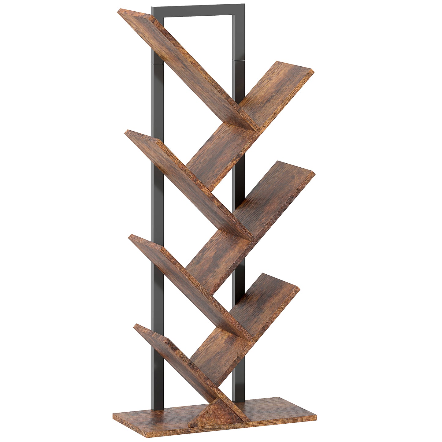 Photo of HOMCOM Six-Section Tree Bookcase - Wood-Effect in Wood-Effect colour on a white background