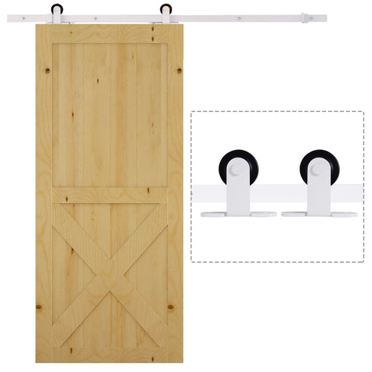 Photo of HOMCOM 6FT Rustic Interior Sliding Barn Door Mounting Hardware Kit - White in White colour on a white background