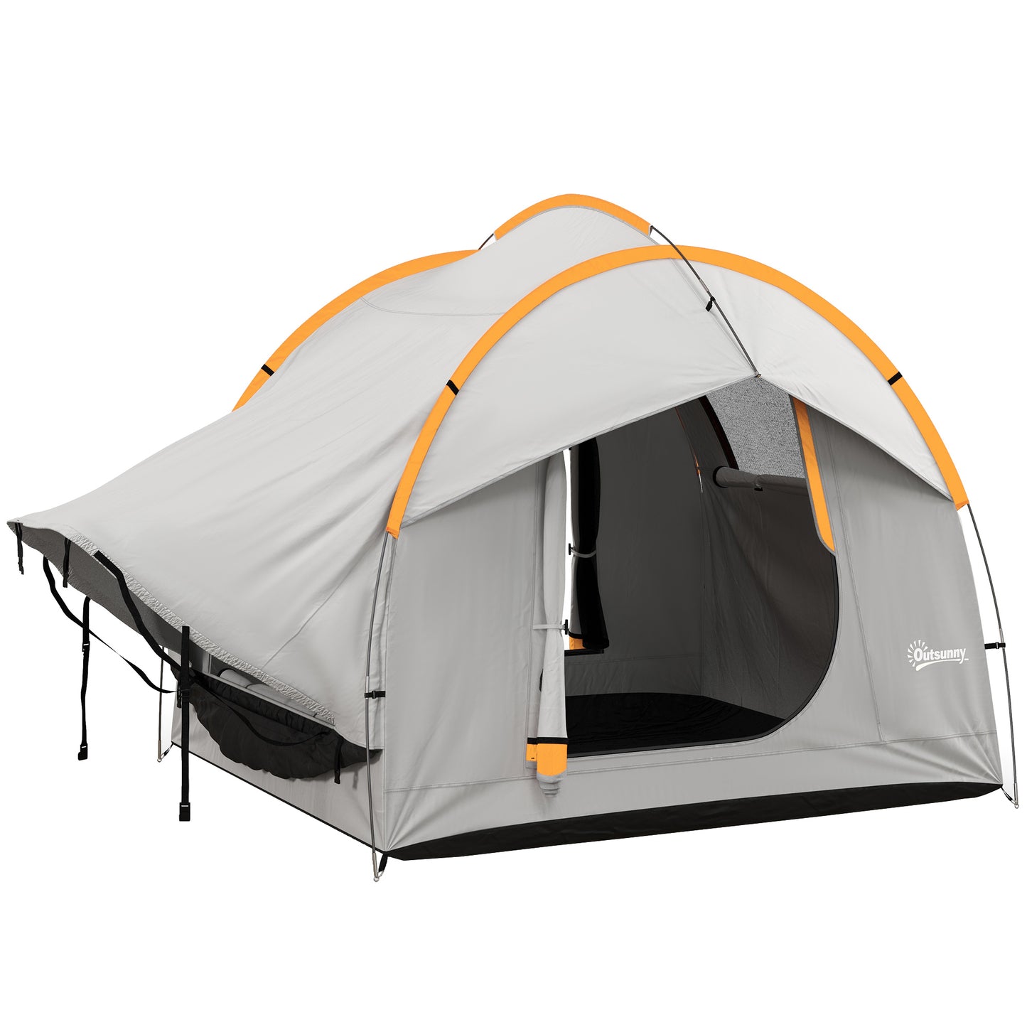 Photo of Outsunny SUV Car Tent for Camping, Waterproof PU2000mm, 5 Man Tailgate Tent, 2.4 x 2.1 m, Grey and Orange in Orange colour on a white background