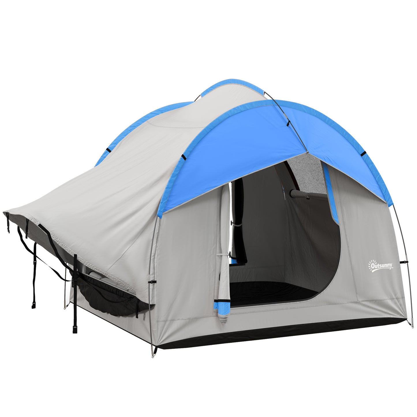 Photo of Outsunny SUV Car Tent for Camping, Waterproof PU2000mm, 5 Man Tailgate Tent, 2.4 x 2.1 m, Grey and Blue in Blue colour on a white background