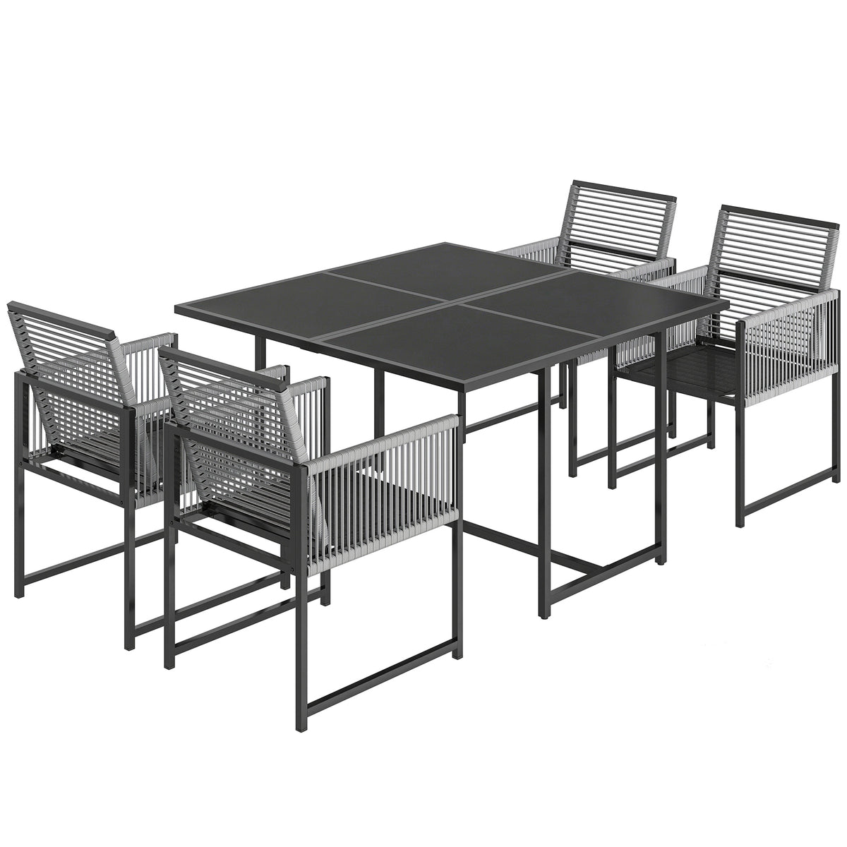Photo of Outsunny 5 Pieces Garden Dining Set, Outdoor Patio Cube Set, 4 Seater Outdoor Table and Chairs with Foldable Backrest, Light Grey in Grey colour on a white background