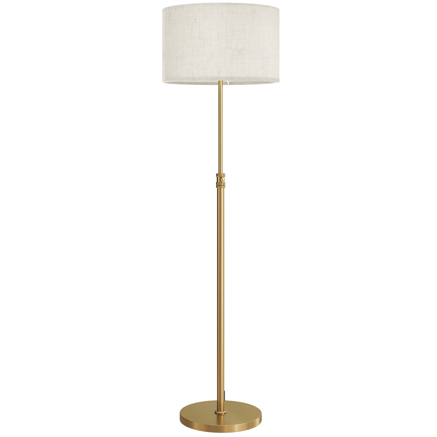 Photo of HOMCOM Floor Lamp with Remote, Height Adjustable Standing Lamp with Linen Shade, Dimmable with 3000K-6000K Adjustable Colour Temperatures, Foot Switch for Living Room Bedroom Office, Gold Tone in Tone colour on a white background