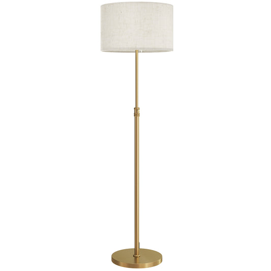 Photo of HOMCOM Floor Lamp with Remote, Height Adjustable Standing Lamp with Linen Shade, Dimmable with 3000K-6000K Adjustable Colour Temperatures, Foot Switch for Living Room Bedroom Office, Gold Tone in Tone colour on a white background