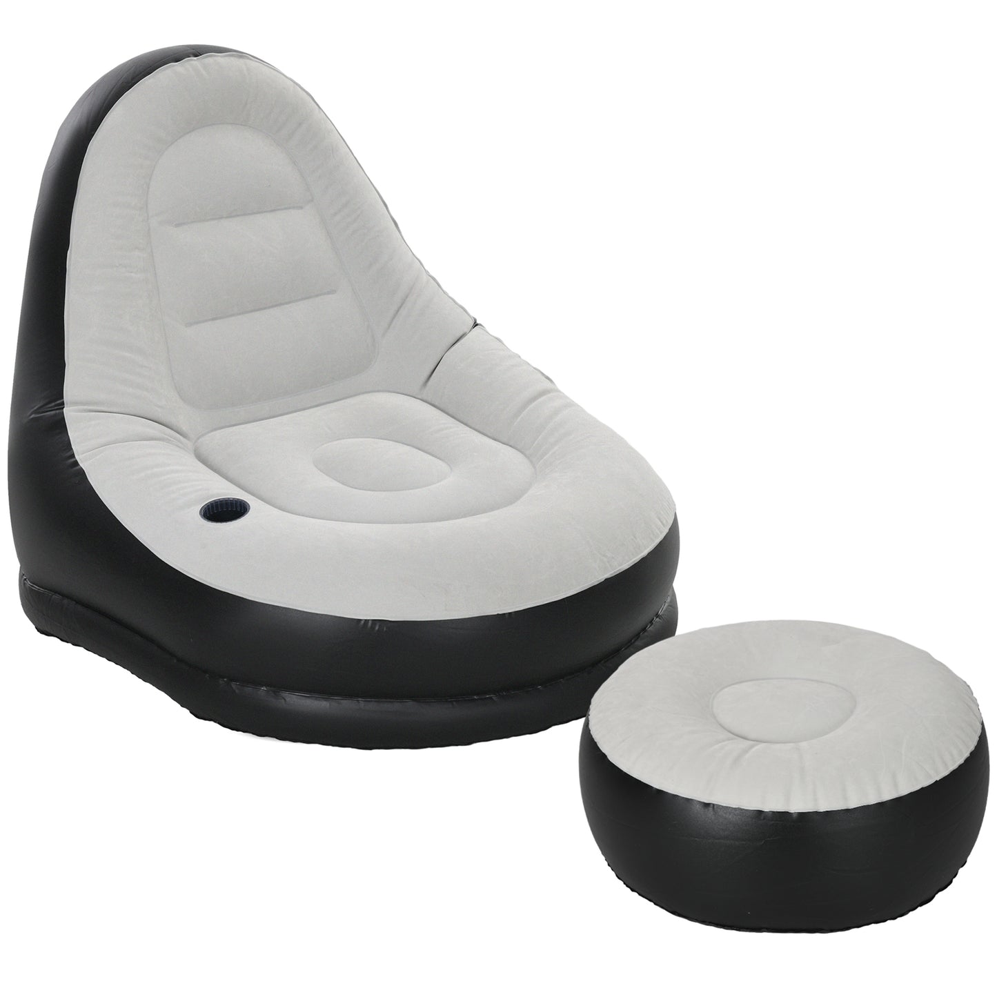 Photo of Outsunny Inflatable Tub Chair and Footstool, Grey in Grey colour on a white background