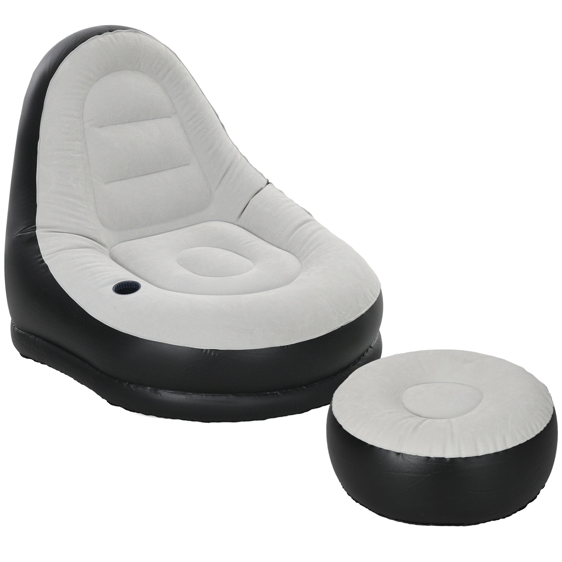Photo of Outsunny Inflatable Tub Chair and Footstool, Grey in Grey colour on a white background