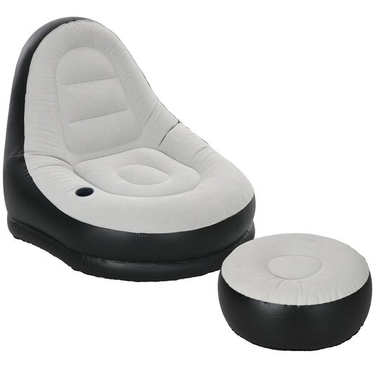 Photo of Outsunny Inflatable Tub Chair and Footstool, Grey in Grey colour on a white background
