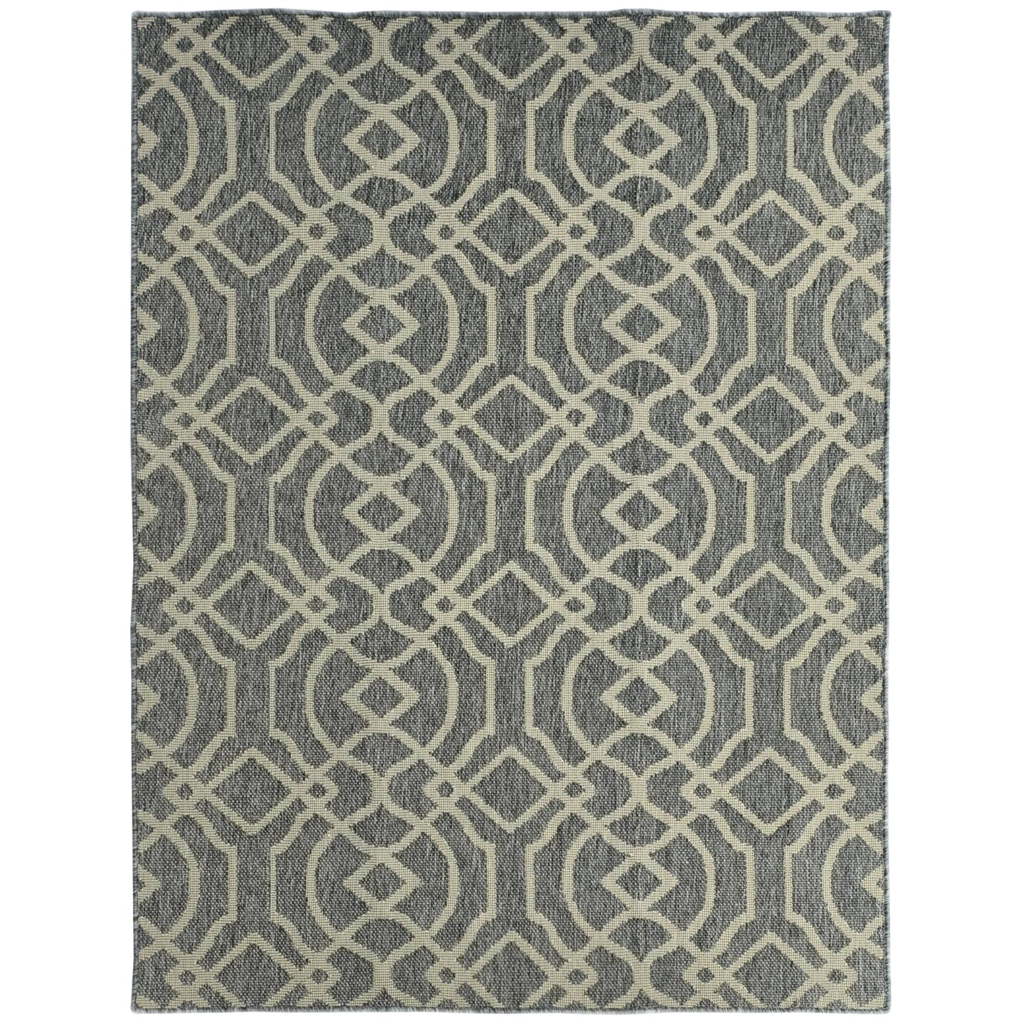 Photo of HOMCOM UV Resistant Indoor & Outdoor Area Rug, Easy-Cleaning Machine Washable Rug with Geometric Pattern for Patio, Garden, Kitchen, Bathroom or Living Room, 170 x 120 cm, Grey in Grey colour on a white background