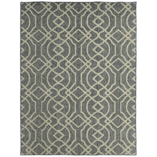 Photo of HOMCOM UV Resistant Indoor & Outdoor Area Rug, Easy-Cleaning Machine Washable Rug with Geometric Pattern for Patio, Garden, Kitchen, Bathroom or Living Room, 170 x 120 cm, Grey in Grey colour on a white background