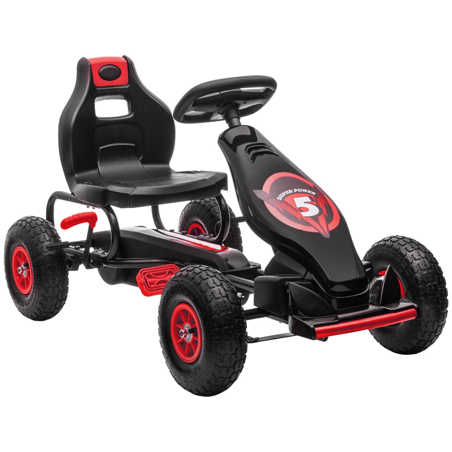 Photo of HOMCOM Kids Pedal Go Kart, with Adjustable Seat, Inflatable Tyres - Red in Red colour on a white background