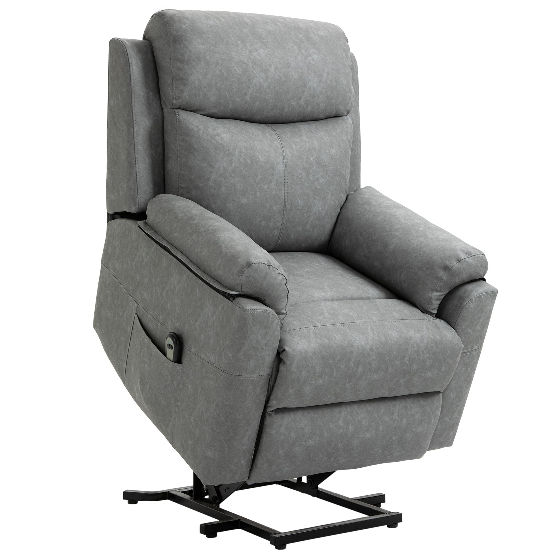 Photo of HOMCOM Faux Leather 70° Electric Riser Recliner Chair - Grey in Grey colour on a white background