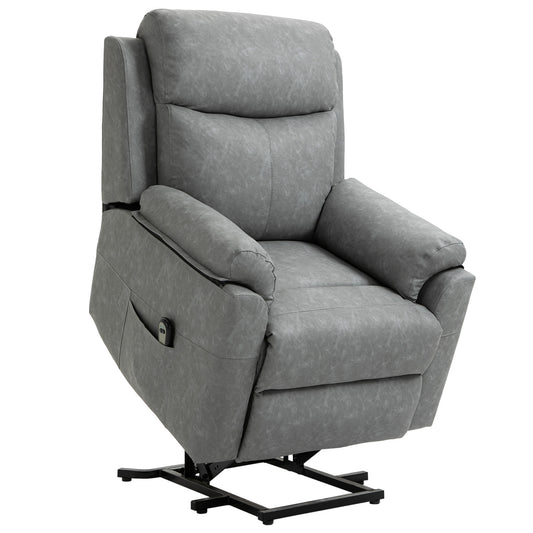 Photo of HOMCOM Faux Leather 70° Electric Riser Recliner Chair - Grey in Grey colour on a white background