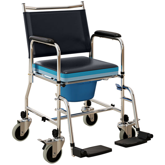 Photo of HOMCOM 3-In-1 Commode Wheelchair - Black in Black colour on a white background