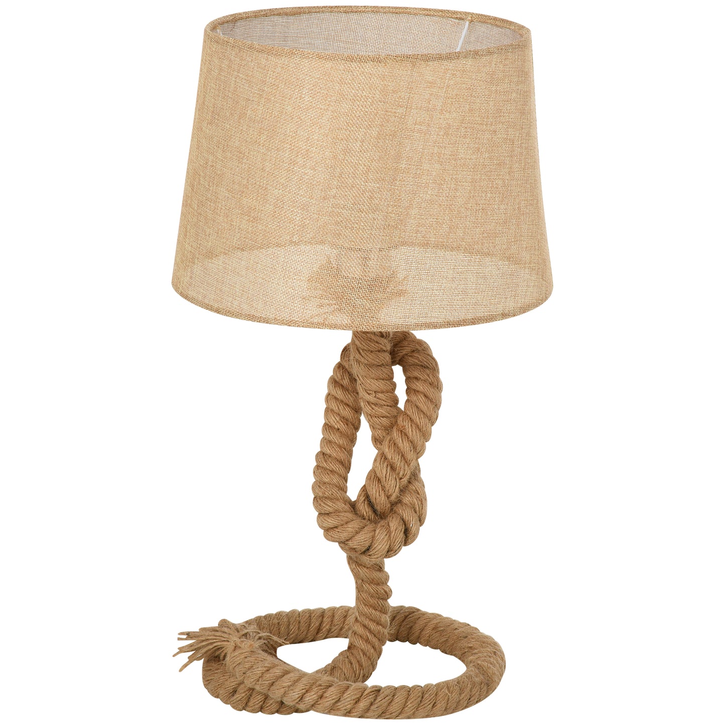 Photo of HOMCOM Nautical Style Table Lamp with Fabric Lampshade Metal Frame Power Switch, 48cm Home Desk Lamp Bedroom Living Room Study E27 Base, Beige in Beige colour on a white background