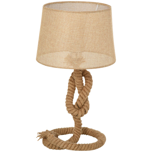 Photo of HOMCOM Nautical Style Table Lamp with Fabric Lampshade Metal Frame Power Switch, 48cm Home Desk Lamp Bedroom Living Room Study E27 Base, Beige in Beige colour on a white background