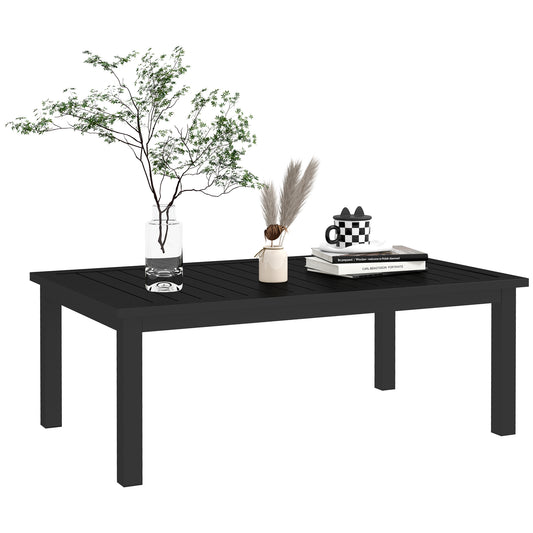 Photo of Outsunny 100cm x 60cm Aluminium Outdoor Coffee Table - Black in Black colour on a white background