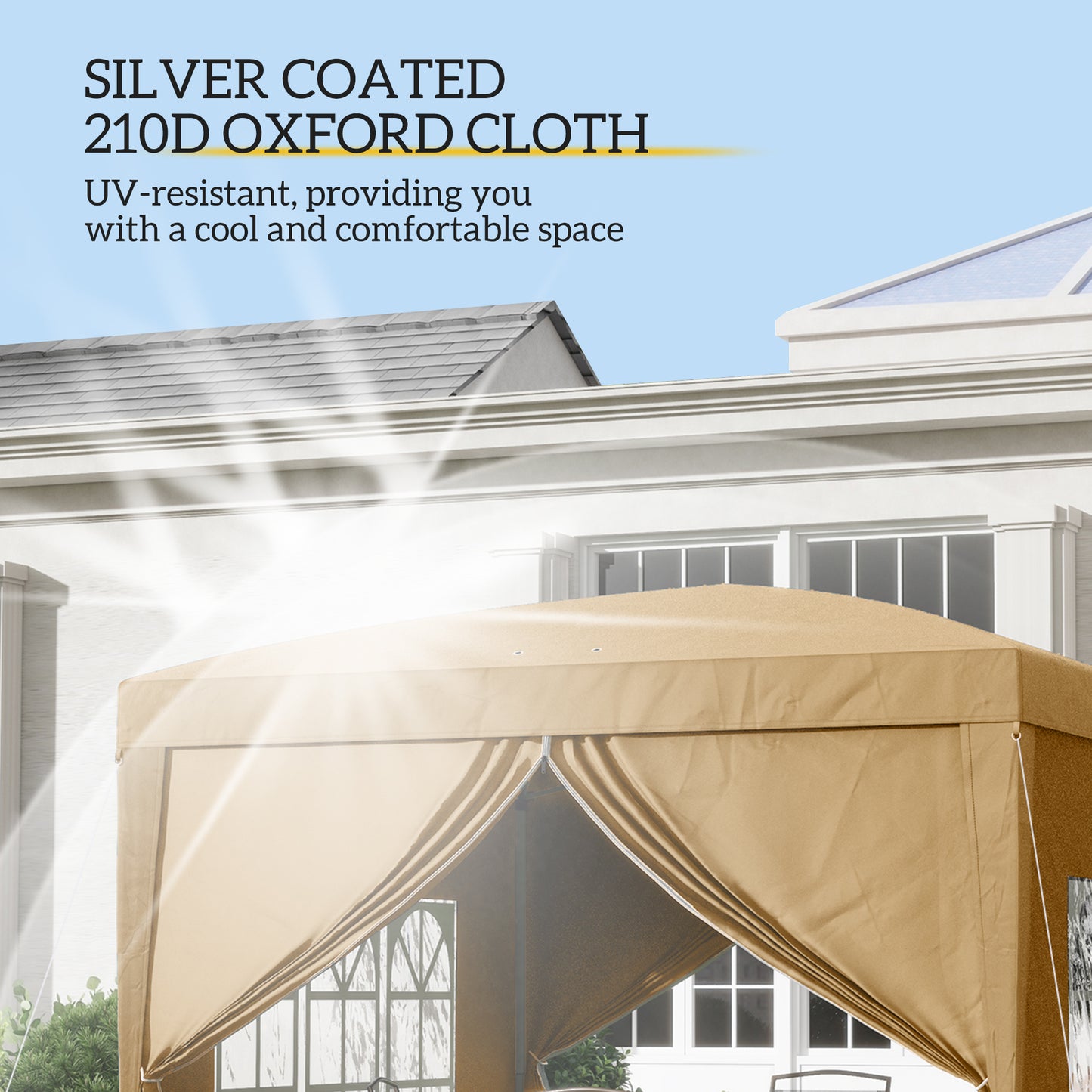 Outsunny 3x3(m) Pop-Up Gazebo, with Curtain Walls and Windows, Khaki