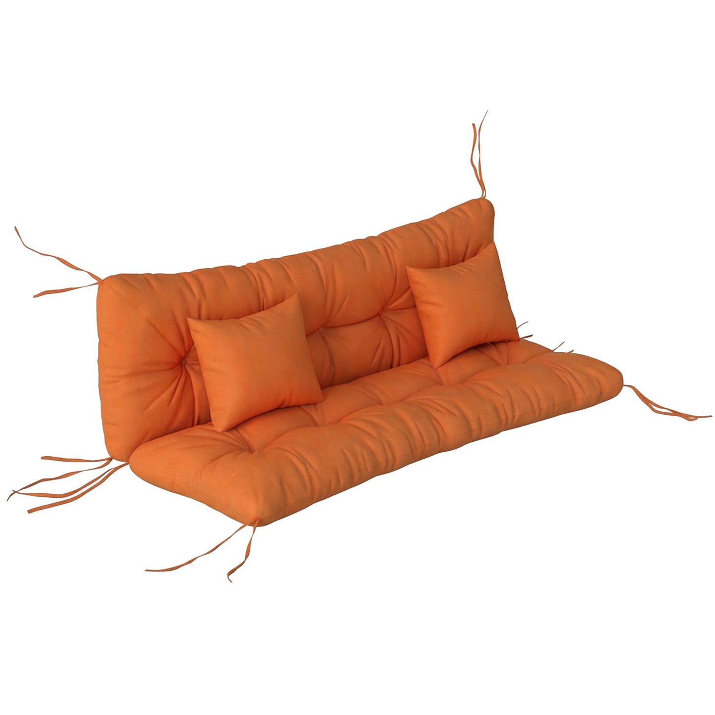 Photo of Outsunny Outdoor Seat Cushions Back Cushion with 2 Pillows, Water Repellent Seat Pads for 3-Seater Chair, Orange in Orange colour on a white background