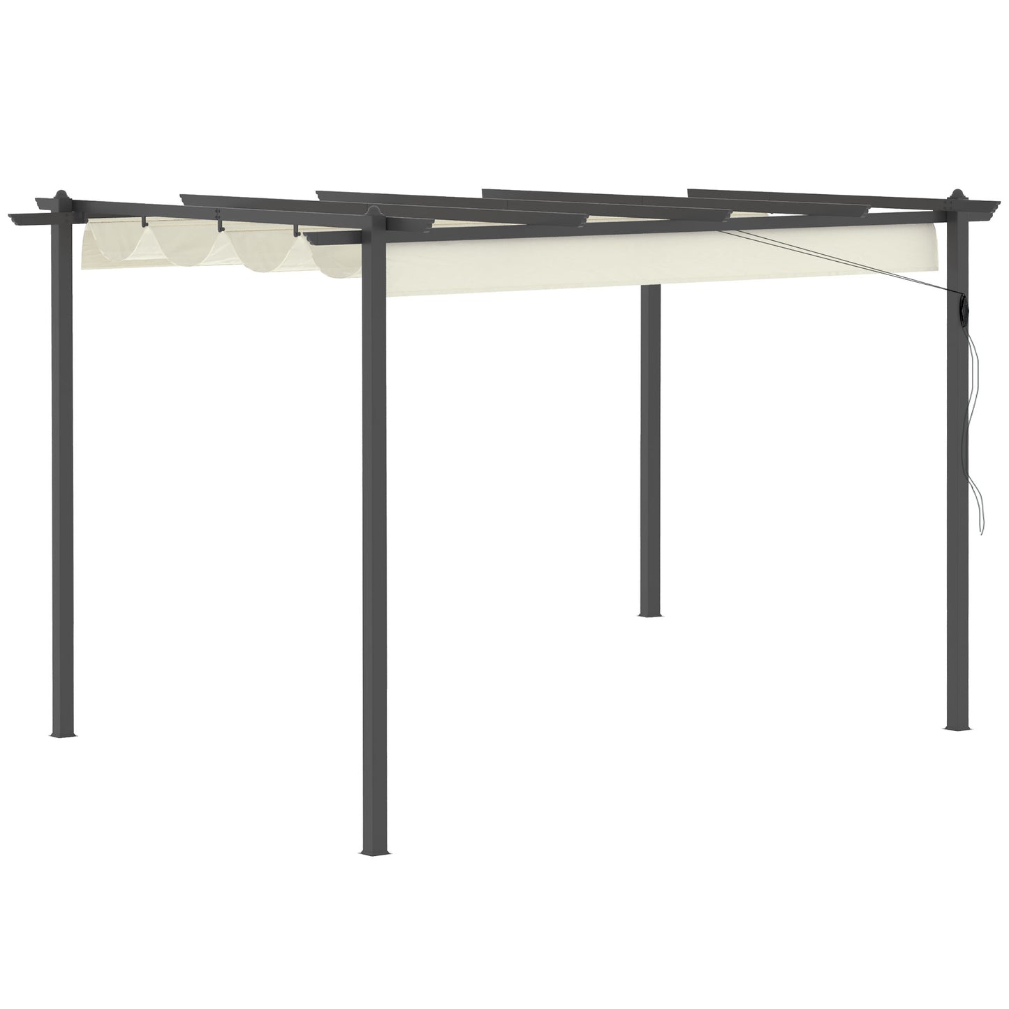 Photo of Outsunny 4 x 3(m) Aluminium Pergola with Retractable Roof, Garden Gazebo Canopy Shelter for Outdoor, Patio, Cream White in White colour on a white background