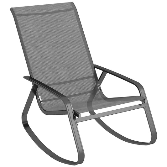 Photo of Outsunny Rocking Garden Chair - Grey in Grey colour on a white background
