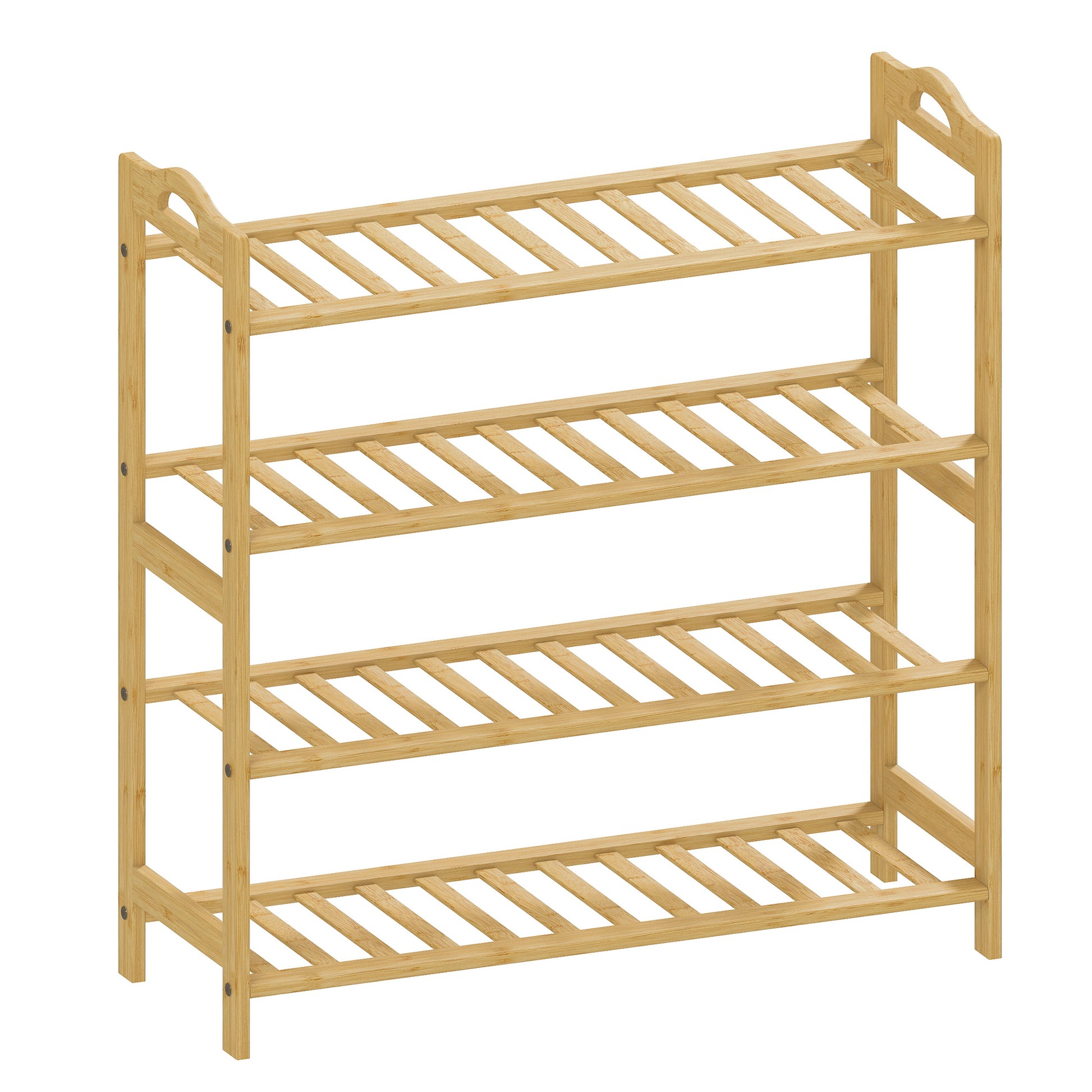 Photo of HOMCOM Freestanding Bamboo Shoe Rack, 4-Tier Shoe Shelf Stand for Hallway, Living Room, Bedroom, Natural Wood Finish in Finish colour on a white background