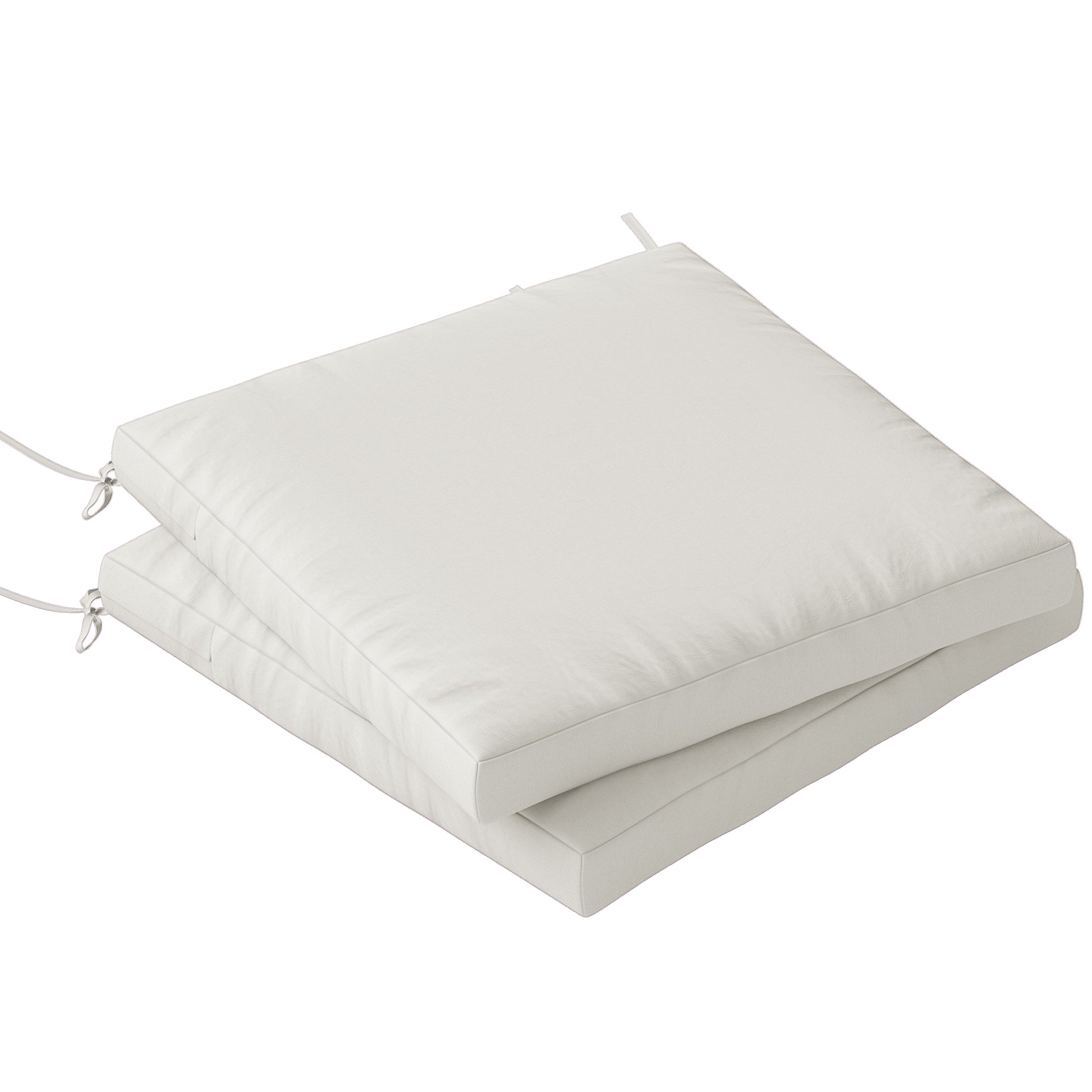 Photo of Outsunny Outdoor Seat Cushions Set of 2 with Ties, Waterproof Garden Seat Pads, Cream White in White colour on a white background