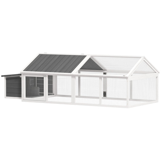 Photo of PawHut Wooden Chicken Coop with Nesting Box, Openable Roof, for 4-8 Chickens, White in White colour on a white background