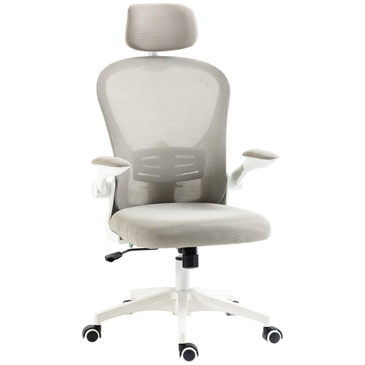 Photo of Vinsetto Multi-Adjustable Office Chair, with Lumbar Support, Headrest and Mesh Back - Grey in Grey colour on a white background