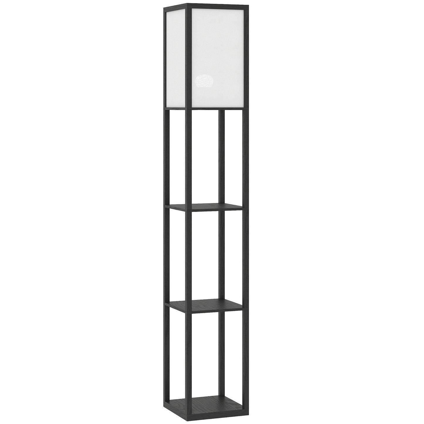 Photo of HOMCOM Floor Lamp with Shelves, 3 Layer Column Modern Standing Lamp for Living Room, Bedroom, Office, Bulb not Included, Black in Black colour on a white background