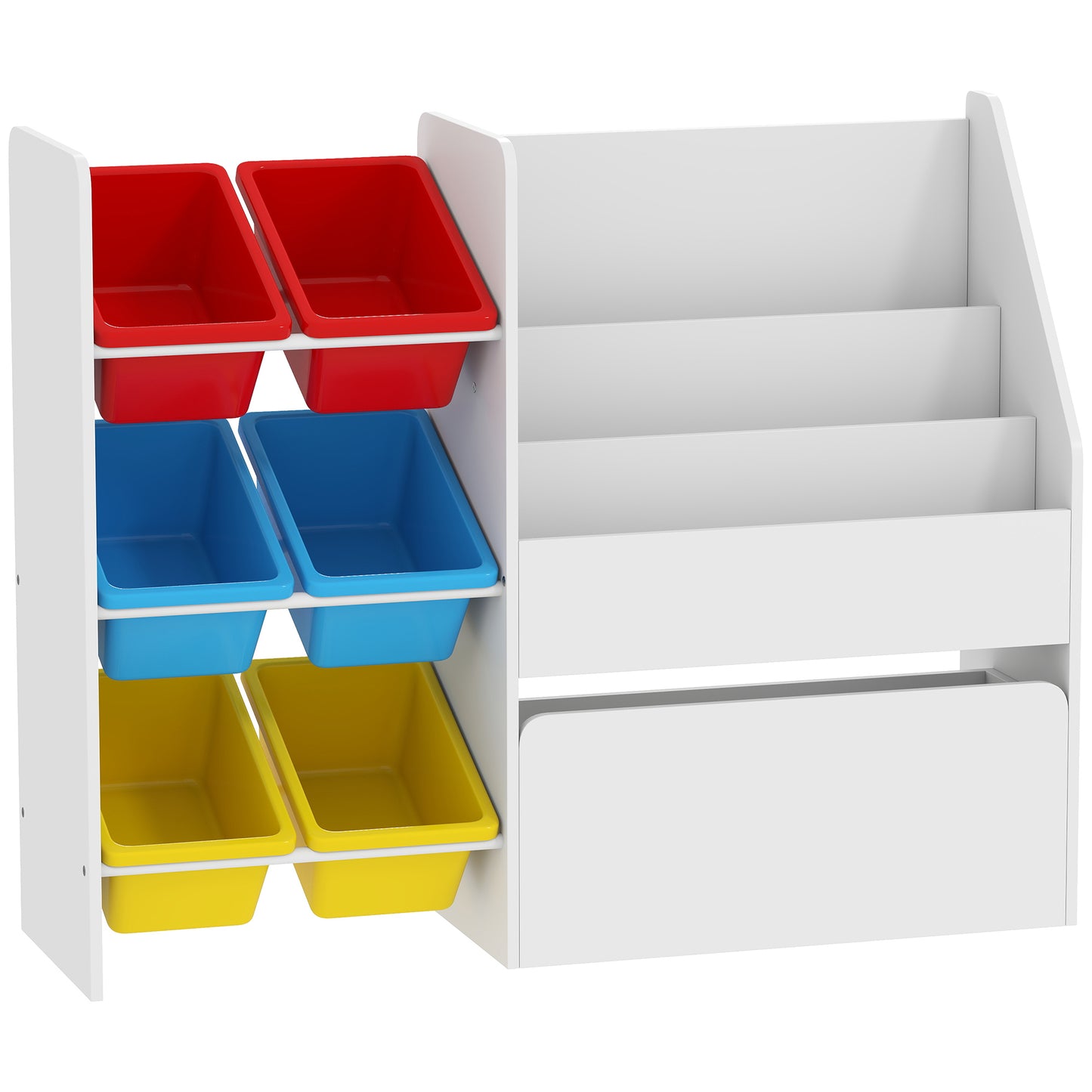 Photo of AIYAPLAY Toy Storage Unit, 3-Tier Toy Organiser Shelf with 6 Removable Storage Bins for Bedroom, Nursery, Multicoloured in Multicoloured colour on a white background
