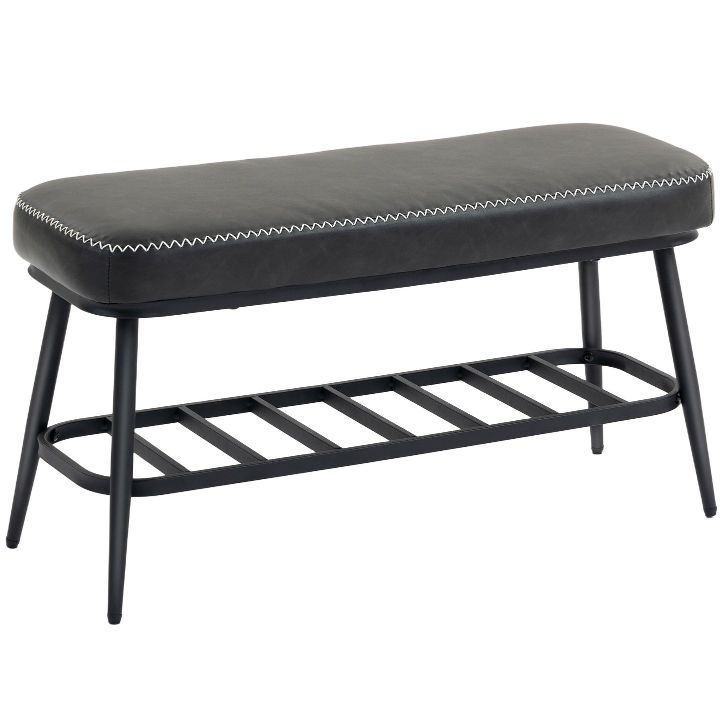 Photo of HOMCOM PU Leather Shoe Storage Bench - Charcoal Grey in Grey colour on a white background