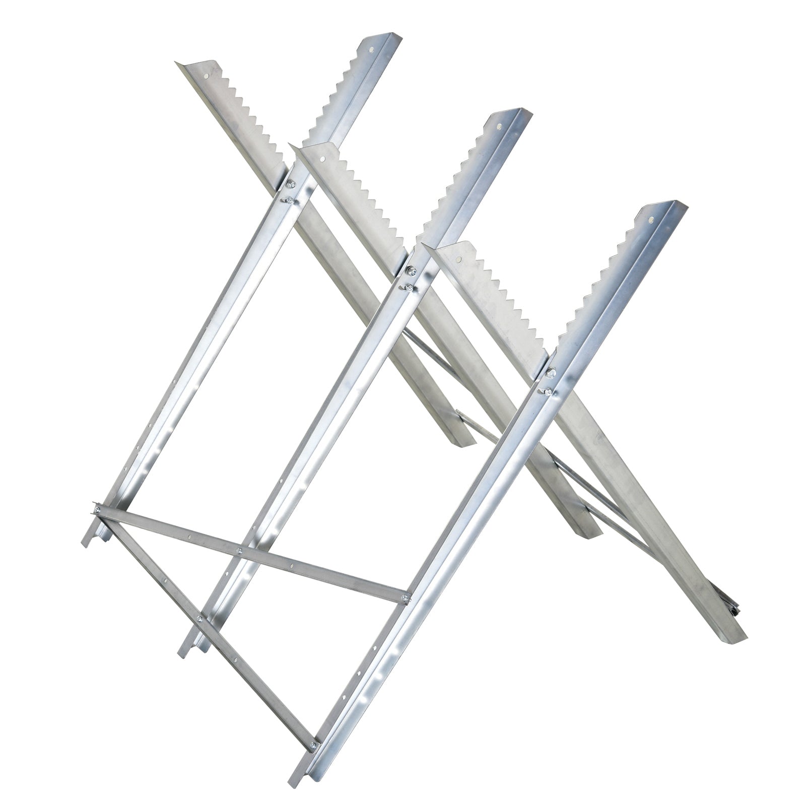 Photo of DURHAND Portable Sawhorse Heavy Duty Steel Adjustable Work Support, Foldable Sawhorse Stand 100 kg Weight Capacity, Silver Tone in Tone colour on a white background