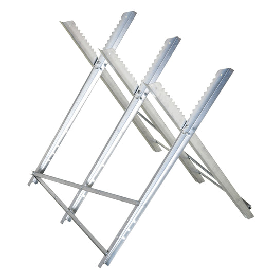 Photo of DURHAND Portable Sawhorse Heavy Duty Steel Adjustable Work Support, Foldable Sawhorse Stand 100 kg Weight Capacity, Silver Tone in Tone colour on a white background