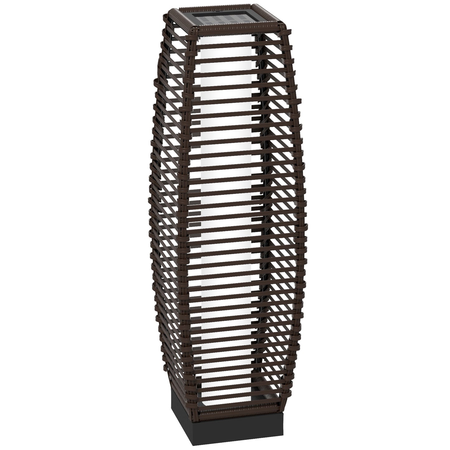 Photo of Outsunny Rattan Solar Floor Lamp,  68cm Tall Outdoor Garden Lantern Pathway Light & Decorative Lighting with Auto On/Off LED Lights, IP44, for Porch, Yard, Courtyard, Deck, Brown in Brown colour on a white background