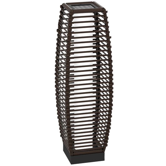 Photo of Outsunny Rattan Solar Floor Lamp,  68cm Tall Outdoor Garden Lantern Pathway Light & Decorative Lighting with Auto On/Off LED Lights, IP44, for Porch, Yard, Courtyard, Deck, Brown in Brown colour on a white background