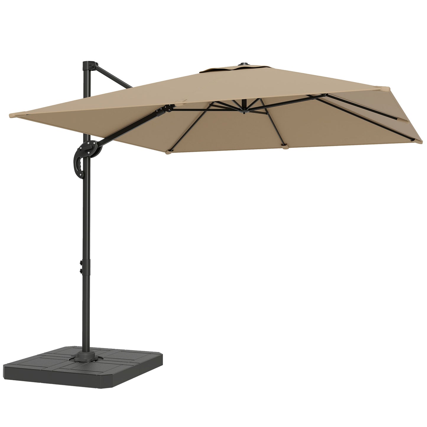 Photo of Outsunny 2.4 x 2.4 m Cantilever Parasol with Umbrella Weights, UPF50+ Offset Outdoor Umbrella w/ Easy Tilt Adjustment, Khaki in Khaki colour on a white background