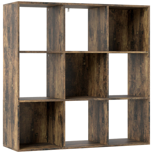 Photo of HOMCOM Nine-Cube Storage Shelf - Rustic Brown in Brown colour on a white background