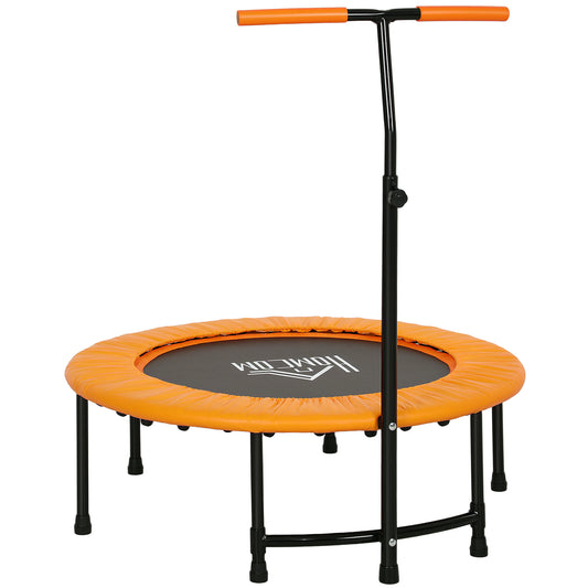 Photo of HOMCOM 40" Fitness Trampoline with Adjustable Handle, Rebounder Trampoline, Mini Jumper for Indoor Exercise Workout, Orange in Orange colour on a white background