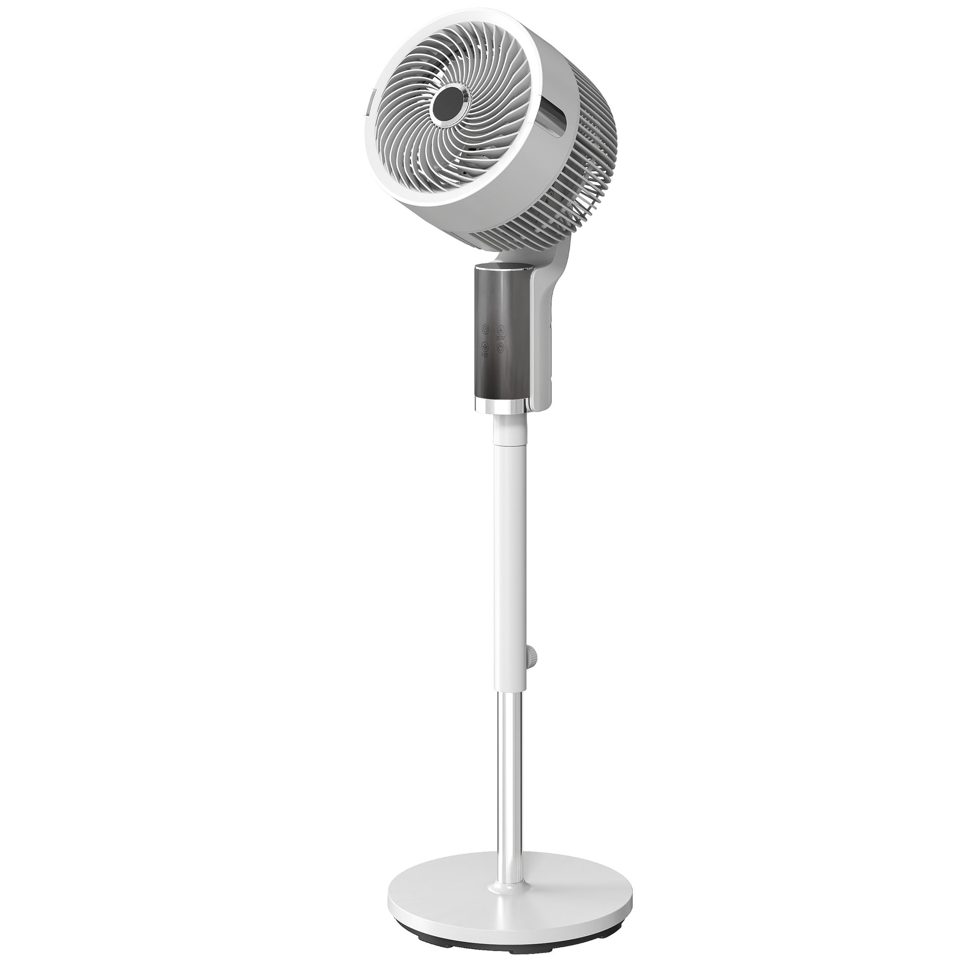 Photo of HOMCOM 20 dB Silent Standing Fan for Bedroom, 44" Pedestal Fan with 90° Oscillating, 8 Speeds and LED Light, White in White colour on a white background