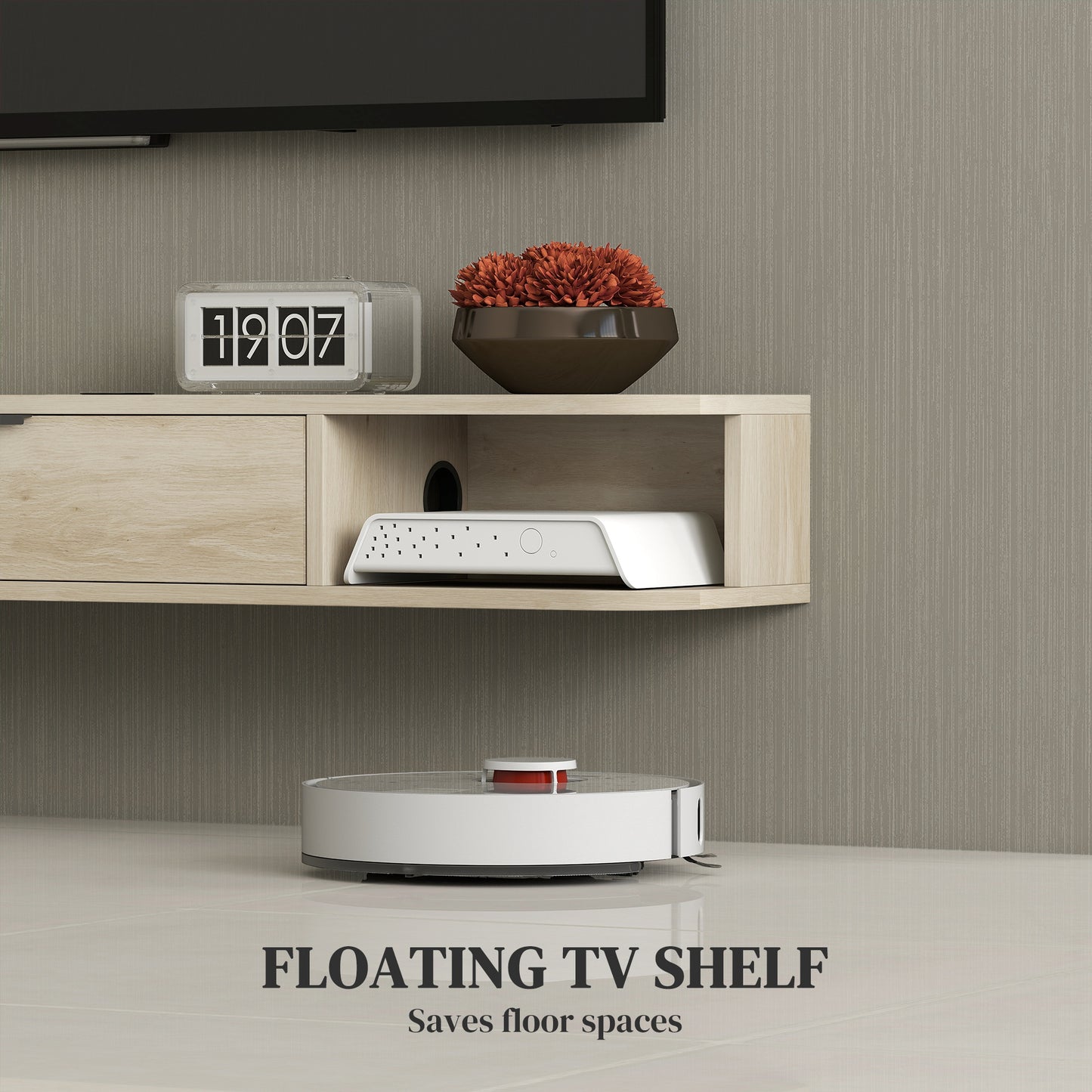 HOMCOM 120 cm Floating TV Unit for TVs up to 50 Inch - Natural