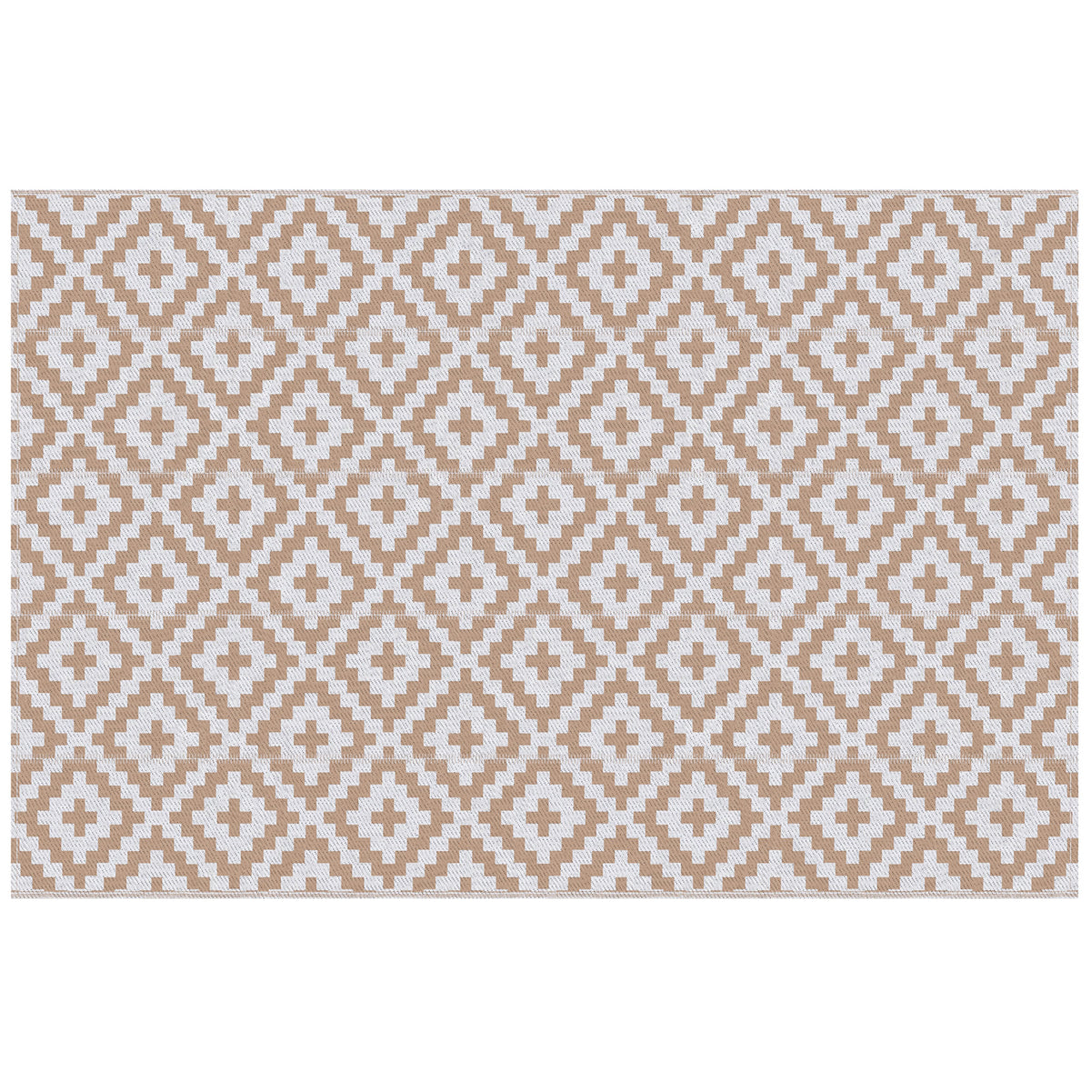Outsunny Outdoor Rug Reversible Mat Plastic Straw Rug Portable RV Camping Mat for Garden Deck Picnic Indoor, 182 x 274 cm (6 x 9 ft), Coffee & White