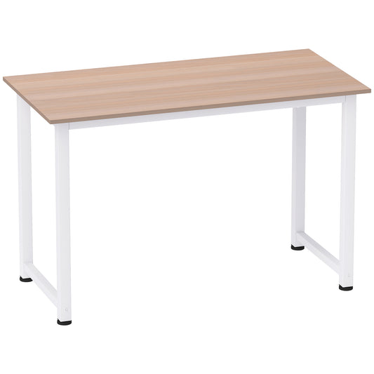 Photo of HOMCOM Computer Desk, Writing Table, 120 x 60 x 76cm Workstation for Home Office, Study with Metal Frame, Simple Assembly, White in White colour on a white background