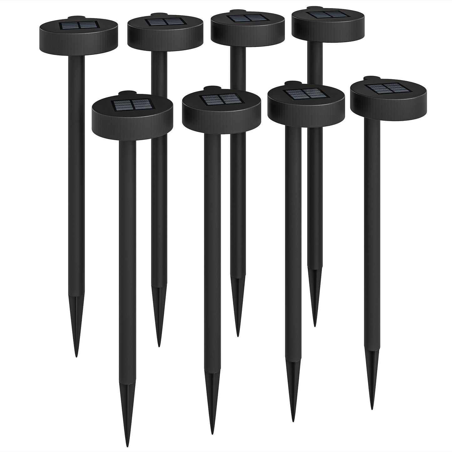 Photo of Outsunny Solar Lights Outdoor Garden Stake 8 Pack Pathway Lighting, Solar Stake Lights with Auto On/Off LED, IP44 Waterproof Plastic Outdoor Garden Lighting for Path, Patio and Landscape in Landscape colour on a white background
