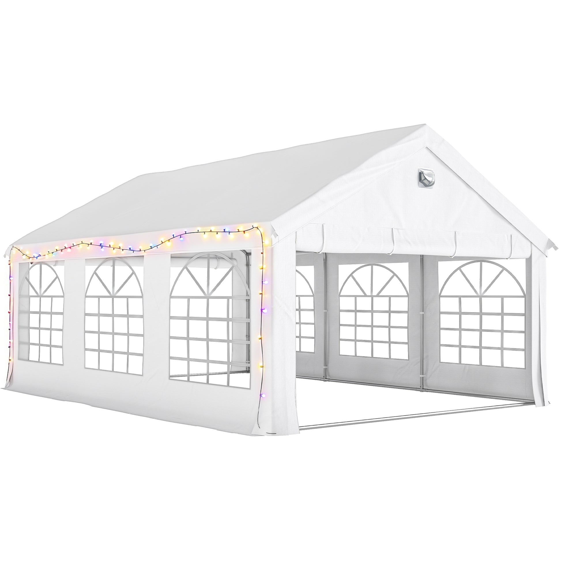 Photo of Outsunny 6 x 4 m Party Tent, Heavy Duty Gazebo Canopy with Windows, Outdoor Party Wedding Tent with 4 Removable Sidewalls in Sidewalls colour on a white background