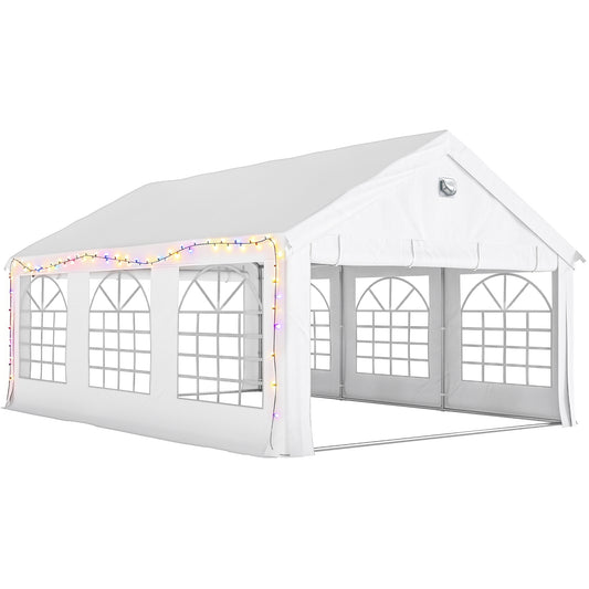 Photo of Outsunny 6 x 4 m Party Tent, Heavy Duty Gazebo Canopy with Windows, Outdoor Party Wedding Tent with 4 Removable Sidewalls in Sidewalls colour on a white background